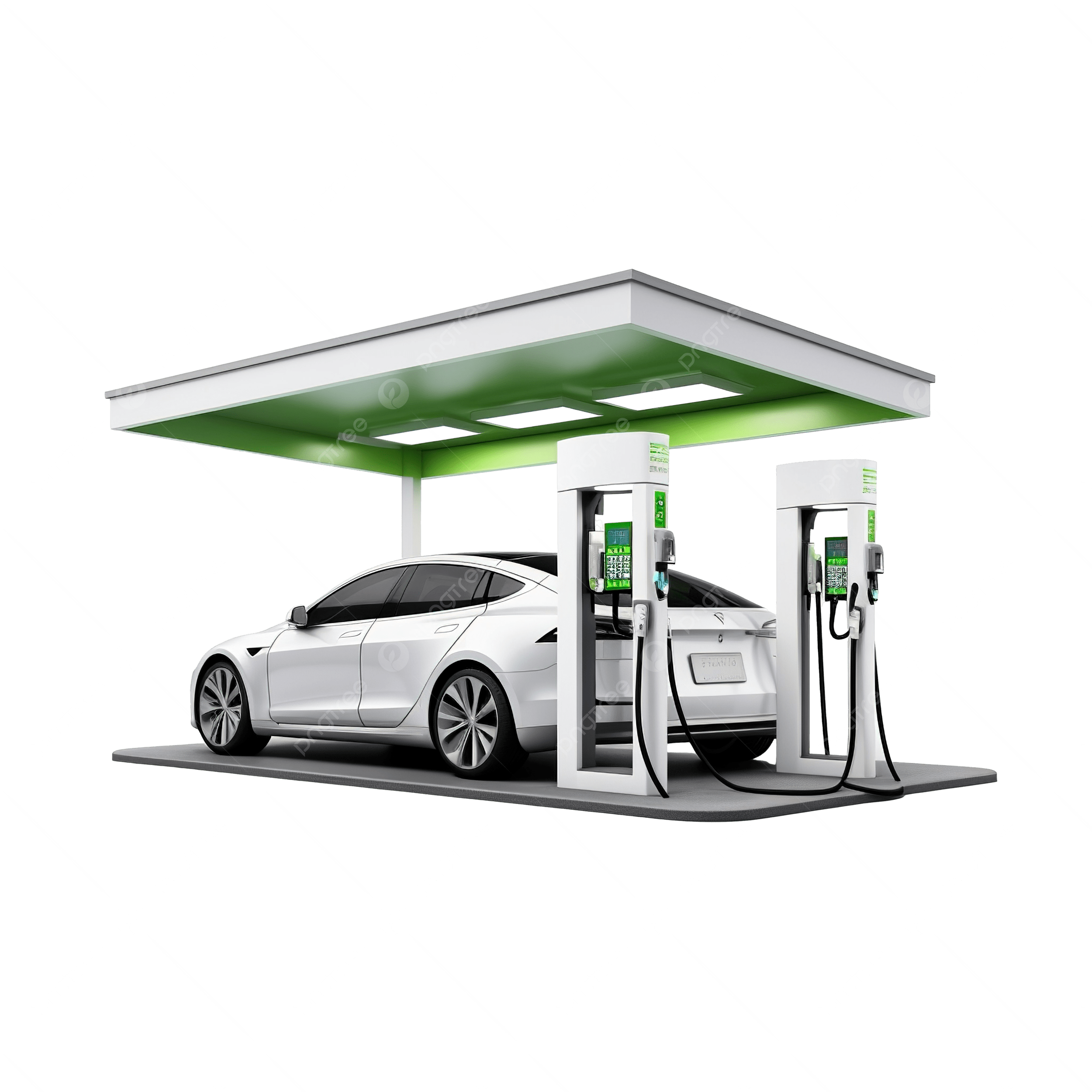 Silver electric sports car